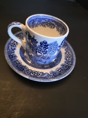 Vintage Midwinter “Willow” Blue & White Teacup & Saucer | English Transferware